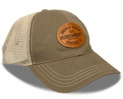 LOUISVILLE SLUGGER Leather Patch Mesh Trucker Hat-Khaki