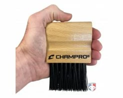 Champro Umpire Gear Wooden Umpire Plate Brush -UMPLIFE Shop A040P Champro Wooden Umpire Plate Brush in hand 2