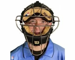 Wilson Umpire Gear Wilson MLB Titanium Umpire Mask With Two-Tone 8 Wilson Umpire Gear Wilson MLB Titanium Umpire Mask With Two-Tone -UMPLIFE Shop A3007T Wilson Titanium Umpire Mask Worn Front View 1