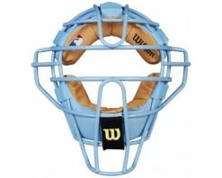 Wilson Umpire Gear Wilson MLB Sky Blue Dyna-Lite Steel Umpire Mask With Sky Blue And Tan