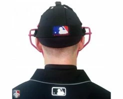 Wilson Umpire Gear Wilson MLB Pink Dyna-Lite Steel Umpire Mask With Pink And Tan -UMPLIFE Shop A3009 PK TN Worn Back 1