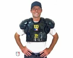 Wilson Umpire Gear Wilson Premium Umpire Chest Protector Replacement Harness -UMPLIFE Shop A3210 Wilson Gold Chest Protector Worn Front 2 1