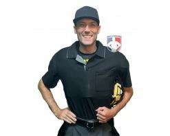 Wilson Umpire Gear Wilson MLB West Vest Pro Gold 2 Air Management Umpire Chest Protector -UMPLIFE Shop B7204 Wilson MLB West Vest Pro Gold 2 Air Management Umpire Chest Protector worn front shirt