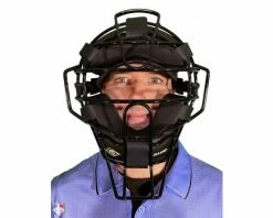 Diamond Umpire Gear Diamond IX3 Aluminum Umpire Mask With Quik-Dry -UMPLIFE Shop DFM UMP Diamond iX3 Aluminum Umpire Mask with Quik Dry Worn Front View
