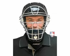 Force3 Umpire Gear Force3 Silver Defender Hockey Style Umpire Helmet -UMPLIFE Shop F3 HSMV3 SV Force3 V2 Silver Defender Hockey Style Umpire Helmet front worn