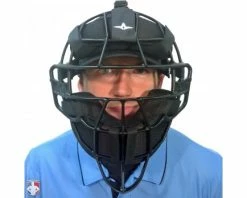 ALL-STAR Umpire Gear All-Star Black Magnesium Umpire Mask With Black LUC -UMPLIFE Shop FM4000 MAG UMP BK BK Worn Front