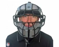 ALL-STAR Umpire Gear All-Star Black Magnesium Umpire Mask With Grey LUC -UMPLIFE Shop FM4000 MAG UMP BK GY Worn Front