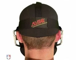 ALL-STAR Umpire Gear All-Star Silver Magnesium Umpire Mask With Black LUC -UMPLIFE Shop FM4000MAG UMP SV BK All Star Magnesium Umpire Mask with Black LUC Worn Back View