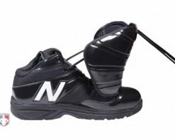 New Balance Referee And Umpire Shoes New Balance V3 Black & White Mid-Cut Umpire Plate Shoes -UMPLIFE Shop MU460XT3 New Balance V3 Black White Mid Cut Umpire Plate Shoes Inside Side View with Plate Up