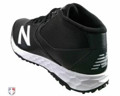 New Balance Referee And Umpire Shoes New Balance V3 Black & White Mid-Cut Umpire Base Shoes -UMPLIFE Shop MUM950T3 New Balance V3 Black White Mid Cut Umpire Base Shoes Outside Back Angled View