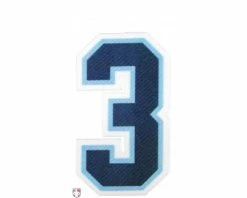 3" Navy On Powder Blue On White Precision-Cut Number