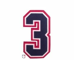 3" Navy On White On Red Precision-Cut Number
