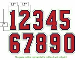 3" Red On Navy On White Precision-Cut Number 7 3" Red On Navy On White Precision-Cut Number -UMPLIFE Shop N3 SUB RNW All Together