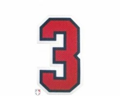 3" Red On Navy On White Precision-Cut Number