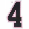 4" Black On Pink On White Precision-Cut Number