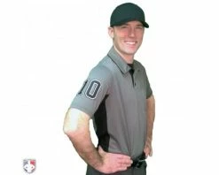 Smitty Umpire Smitty V2 Major League Replica Umpire Shirt - Charcoal Grey With Black -UMPLIFE Shop S314 CH with N4 SUB BWB