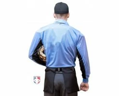 Smitty Umpire Smitty V2 Major League Replica Long Sleeve Umpire Shirt - Sky Blue With Black -UMPLIFE Shop S315 SB Smitty V2 Major League Replica Long Sleeve Umpire Shirt Sky Blue with Black back cp 1