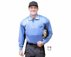 Smitty Umpire Smitty V2 Major League Replica Long Sleeve Umpire Shirt - Sky Blue With Black -UMPLIFE Shop S315 SB Smitty V2 Major League Replica Long Sleeve Umpire Shirt Sky Blue with Black front cp 1