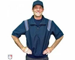 Smitty Umpire Smitty Traditional Half-Zip Short Sleeve Umpire Jacket - Navy And Powder Blue
