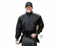 Smitty Umpire Smitty Major League Replica Convertible Umpire Jacket - Black With Charcoal Grey -UMPLIFE Shop S340 Smitty Major League Replica Convertible Umpire Jacket Black with Charcoal Grey front with sleeves plate
