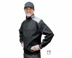 Front Page -UMPLIFE Shop S341 Smitty Major League Replica Thermal Umpire Jacket Black with Charcoal Grey Angled