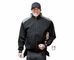 Smitty Umpire Smitty Major League Replica Thermal Umpire Jacket - Black With Charcoal Grey -UMPLIFE Shop S341 Smitty Major League Replica Thermal Umpire Jacket Black with Charcoal Grey front plate