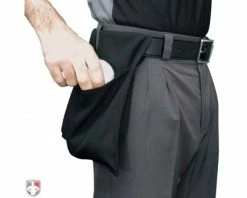 Front Page -UMPLIFE Shop U112P BK Smitty Proessional Black Umpire Ball Bag Worn Side with Baseball jpg